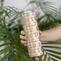 Hawaiian Ohia Lehua Lei Skinny Tumbler Plaid Palaka Kalaihaahaa Pattern LT9 - Polynesian Pride