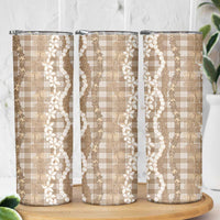 Hawaiian Ohia Lehua Lei Skinny Tumbler Plaid Palaka Kalaihaahaa Pattern LT9 - Polynesian Pride