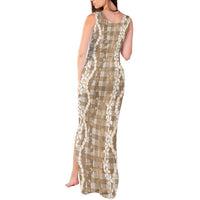 Hawaiian Ohia Lehua Lei Tank Maxi Dress Plaid Palaka Kalaihaahaa Pattern - Polynesian Pride