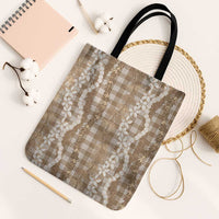 Hawaiian Ohia Lehua Lei Tote Bag Plaid Palaka Kalaihaahaa Pattern - Polynesian Pride