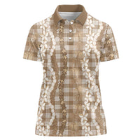 Hawaiian Ohia Lehua Lei Women Polo Shirt Plaid Palaka Kalaihaahaa Pattern - Polynesian Pride