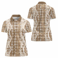 Hawaiian Ohia Lehua Lei Women Polo Shirt Plaid Palaka Kalaihaahaa Pattern - Polynesian Pride