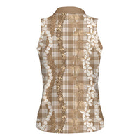 Hawaiian Ohia Lehua Lei Women Sleeveless Polo Shirt Plaid Palaka Kalaihaahaa Pattern LT9 - Polynesian Pride