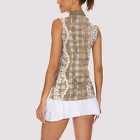 Hawaiian Ohia Lehua Lei Women Sleeveless Polo Shirt Plaid Palaka Kalaihaahaa Pattern LT9 - Polynesian Pride