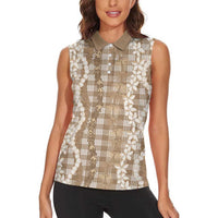 Hawaiian Ohia Lehua Lei Women Sleeveless Polo Shirt Plaid Palaka Kalaihaahaa Pattern LT9 - Polynesian Pride
