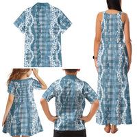 Hawaiian Ohia Lehua Lei Family Matching Tank Maxi Dress and Hawaiian Shirt Plaid Palaka Uliuli Omaomao Pattern LT9 - Polynesian Pride