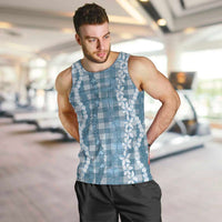 Hawaiian Ohia Lehua Lei Men Tank Top Plaid Palaka Uliuli Omaomao Pattern - Polynesian Pride