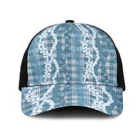 Hawaiian Ohia Lehua Lei Mesh Trucker Cap Plaid Palaka Uliuli Omaomao Pattern - Polynesian Pride