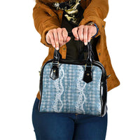 Hawaiian Ohia Lehua Lei Shoulder Handbag Plaid Palaka Uliuli Omaomao Pattern - Polynesian Pride