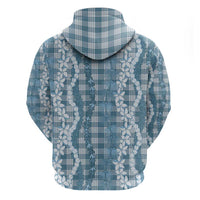Hawaiian Ohia Lehua Lei Zip Hoodie Plaid Palaka Uliuli Omaomao Pattern - Polynesian Pride