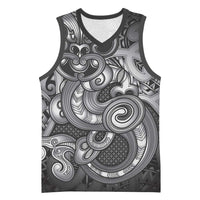 Aotearoa Maori Hei Tiki Basketball Jersey Kiwikiwi Kowhaiwhai Puhoro Motif LT9 Unisex Grey - Polynesian Pride