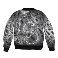 Aotearoa Maori Hei Tiki Bomber Jacket Kiwikiwi Kowhaiwhai Puhoro Motif