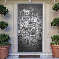 Aotearoa Maori Hei Tiki Door Cover Kiwikiwi Kowhaiwhai Puhoro Motif LT9 Grey - Polynesian Pride