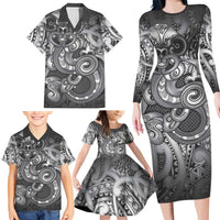 Aotearoa Maori Hei Tiki Family Matching Long Sleeve Bodycon Dress and Hawaiian Shirt Kiwikiwi Kowhaiwhai Puhoro Motif LT9 - Polynesian Pride