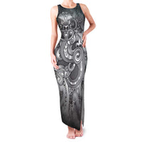 Aotearoa Maori Hei Tiki Family Matching Tank Maxi Dress and Hawaiian Shirt Kiwikiwi Kowhaiwhai Puhoro Motif LT9 Mom's Dress Grey - Polynesian Pride