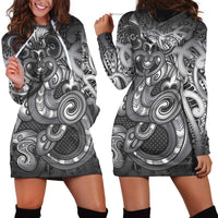 Aotearoa Maori Hei Tiki Hoodie Dress Kiwikiwi Kowhaiwhai Puhoro Motif LT9 - Polynesian Pride