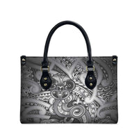 Aotearoa Maori Hei Tiki Leather Bag Kiwikiwi Kowhaiwhai Puhoro Motif