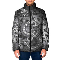 Aotearoa Maori Hei Tiki Padded Jacket Kiwikiwi Kowhaiwhai Puhoro Motif