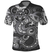 Aotearoa Maori Hei Tiki Polo Shirt Kiwikiwi Kowhaiwhai Puhoro Motif LT9 Grey - Polynesian Pride