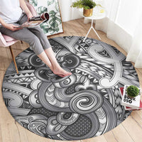 Aotearoa Maori Hei Tiki Round Carpet Kiwikiwi Kowhaiwhai Puhoro Motif