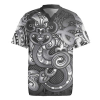 Aotearoa Maori Hei Tiki Rugby Jersey Kiwikiwi Kowhaiwhai Puhoro Motif LT9 Grey - Polynesian Pride