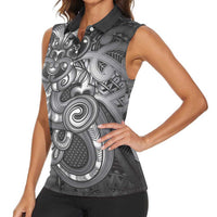 Aotearoa Maori Hei Tiki Women Sleeveless Polo Shirt Kiwikiwi Kowhaiwhai Puhoro Motif LT9 - Polynesian Pride