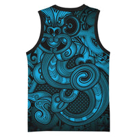 Aotearoa Maori Hei Tiki Basketball Jersey Kikorangi Kowhaiwhai Puhoro Motif LT9 - Polynesian Pride