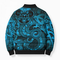 Aotearoa Maori Hei Tiki Bomber Puffer Jacket Kikorangi Kowhaiwhai Puhoro Motif