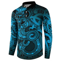 Aotearoa Maori Hei Tiki Button Sweatshirt Kikorangi Kowhaiwhai Puhoro Motif