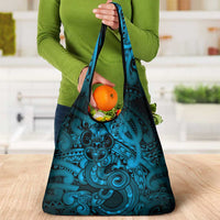 Aotearoa Maori Hei Tiki Grocery Bag Kikorangi Kowhaiwhai Puhoro Motif LT9 - Polynesian Pride