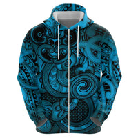 Aotearoa Maori Hei Tiki Hoodie Kikorangi Kowhaiwhai Puhoro Motif LT9 - Polynesian Pride