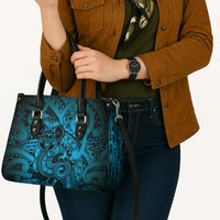 Aotearoa Maori Hei Tiki Leather Bag Kikorangi Kowhaiwhai Puhoro Motif LT9 - Polynesian Pride