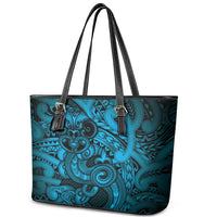 Aotearoa Maori Hei Tiki Leather Tote Bag Kikorangi Kowhaiwhai Puhoro Motif LT9 - Polynesian Pride