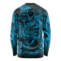 Aotearoa Maori Hei Tiki Long Sleeve Shirt Kikorangi Kowhaiwhai Puhoro Motif LT9 - Polynesian Pride