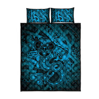 Aotearoa Maori Hei Tiki Quilt Bed Set Kikorangi Kowhaiwhai Puhoro Motif LT9 - Polynesian Pride