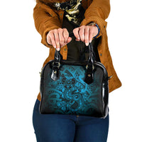Aotearoa Maori Hei Tiki Shoulder Handbag Kikorangi Kowhaiwhai Puhoro Motif LT9 One Size Blue - Polynesian Pride