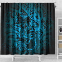 Aotearoa Maori Hei Tiki Shower Curtain Kikorangi Kowhaiwhai Puhoro Motif LT9 - Polynesian Pride
