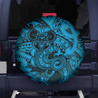 Aotearoa Maori Hei Tiki Spare Tire Cover Kikorangi Kowhaiwhai Puhoro Motif LT9 No hole Blue - Polynesian Pride