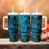 Aotearoa Maori Hei Tiki Tumbler With Handle Kikorangi Kowhaiwhai Puhoro Motif LT9 - Polynesian Pride