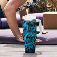 Aotearoa Maori Hei Tiki Tumbler With Handle Kikorangi Kowhaiwhai Puhoro Motif LT9 - Polynesian Pride