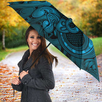 Aotearoa Maori Hei Tiki Umbrella Kikorangi Kowhaiwhai Puhoro Motif