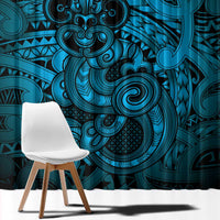 Aotearoa Maori Hei Tiki Window Curtain Kikorangi Kowhaiwhai Puhoro Motif LT9 - Polynesian Pride