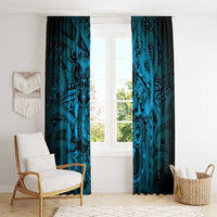 Aotearoa Maori Hei Tiki Window Curtain Kikorangi Kowhaiwhai Puhoro Motif LT9 - Polynesian Pride
