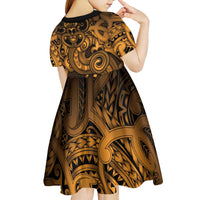 Aotearoa Maori Hei Tiki Kid Short Sleeve Dress Koura Kowhaiwhai Puhoro Motif LT9 - Polynesian Pride