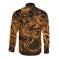 Aotearoa Maori Hei Tiki Long Sleeve Button Shirt Koura Kowhaiwhai Puhoro Motif LT9 - Polynesian Pride