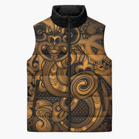 Aotearoa Maori Hei Tiki Sleeveless Puffer Jacket Koura Kowhaiwhai Puhoro Motif