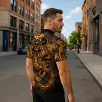 Aotearoa Maori Hei Tiki Zipper Polo Shirt Koura Kowhaiwhai Puhoro Motif LT9 - Polynesian Pride