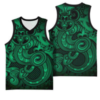 Aotearoa Maori Hei Tiki Basketball Jersey Kakariki Kowhaiwhai Puhoro Motif LT9 - Polynesian Pride