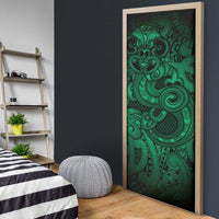 Aotearoa Maori Hei Tiki Door Cover Kakariki Kowhaiwhai Puhoro Motif LT9 - Polynesian Pride