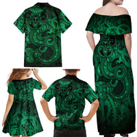 Aotearoa Maori Hei Tiki Family Matching Off Shoulder Maxi Dress and Hawaiian Shirt Kakariki Kowhaiwhai Puhoro Motif LT9 - Polynesian Pride
